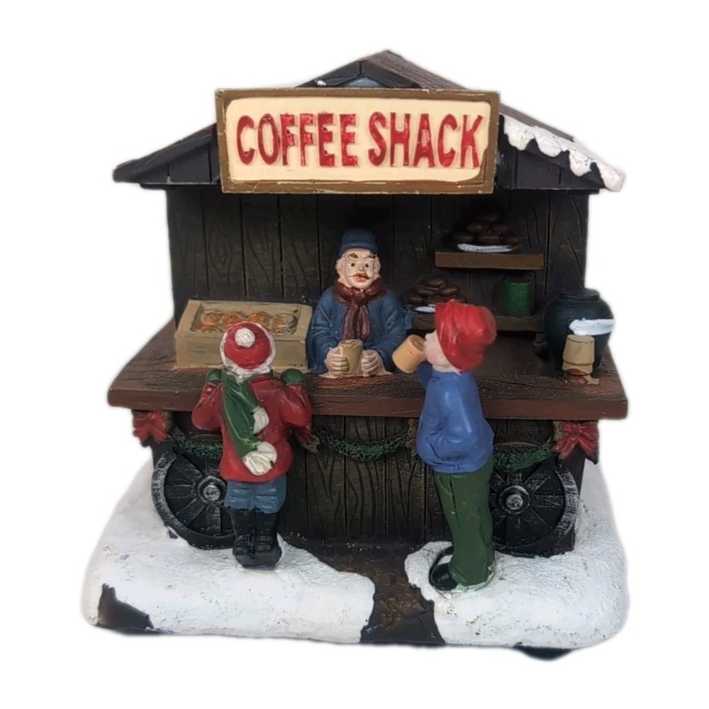 Christmas Village "Coffee Shack" LED Lighted Street Food Vendor Winter Scene